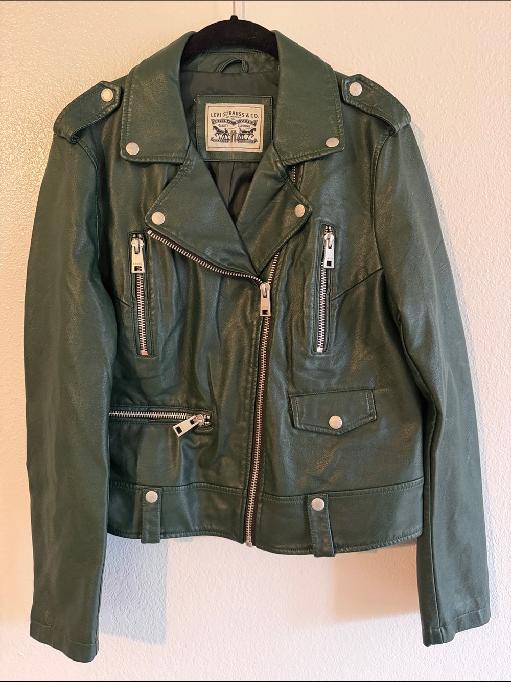 Levi's Forest Green Women's Moto Leather Jacket